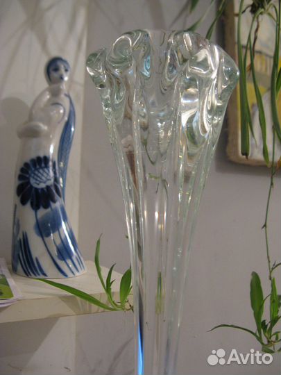 Ваза СССР авторское стекло 51см