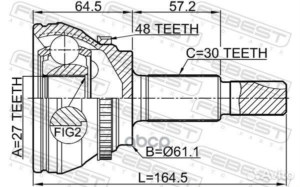 ШРУС наружный 27X61.2X30 toyota RAV 4 00- 0110G