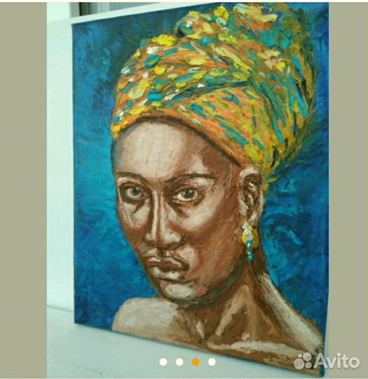 Картина маслом,холст,портрет негритянки