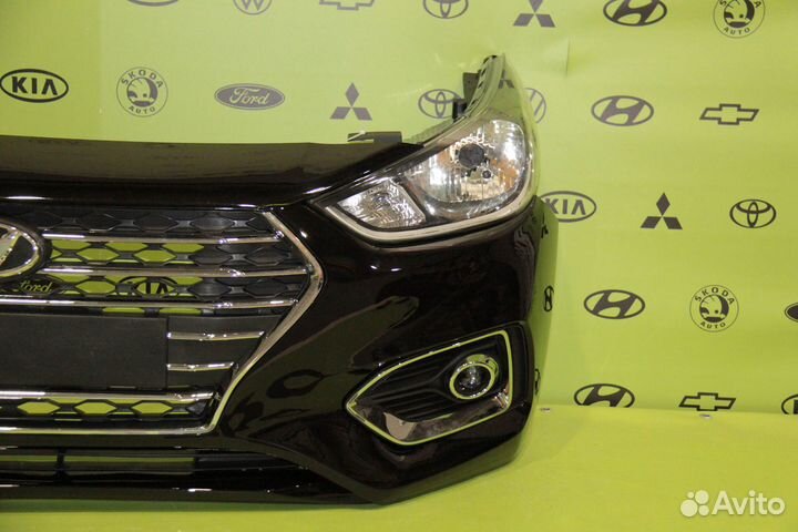 Бампер Черный передний Hyundai Solaris 17 - 20