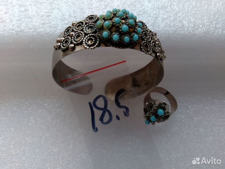 Браслет и кольцо винтаж бирюза редкость