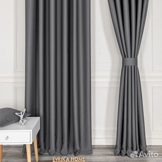 Портьеры блэкаут Марсель Темно-серый шторы
