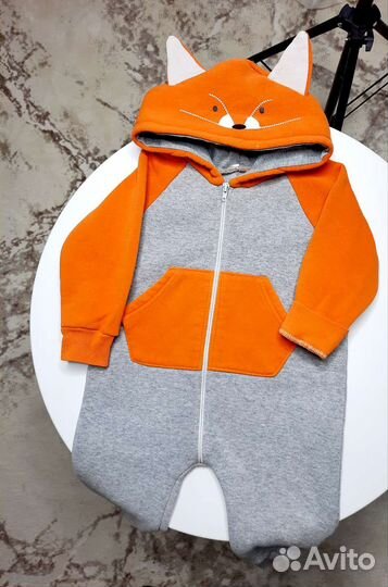 Комбинезон лисенок, с начесом 12мес