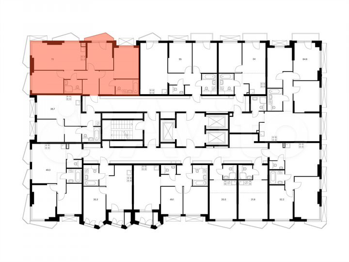 3-к. квартира, 73 м², 8/23 эт.