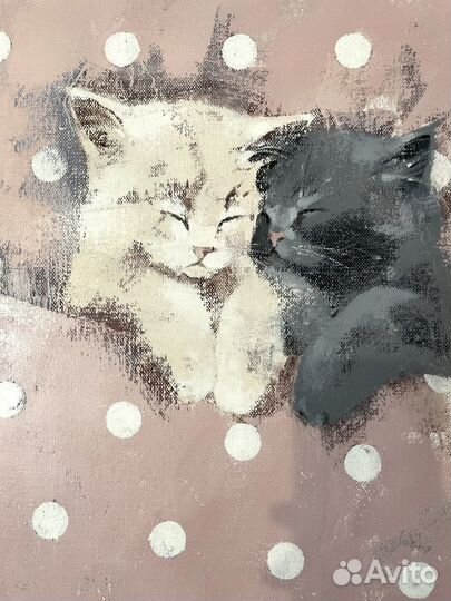 Картина масло спящие котята картина животные