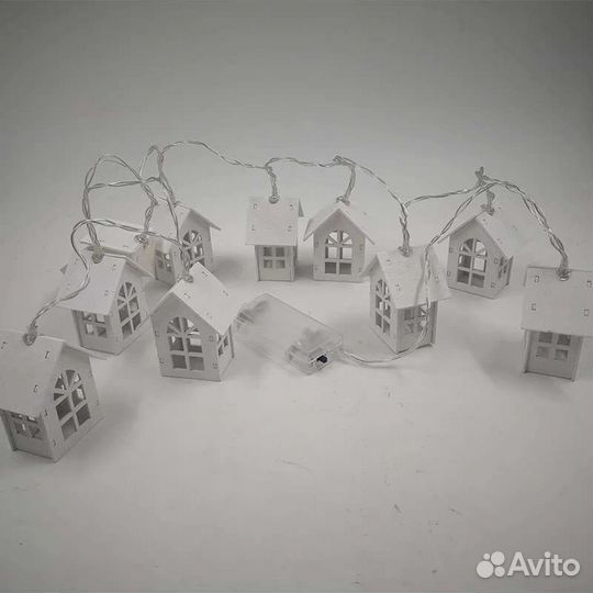 Гирлянда деревянные 10 домиков