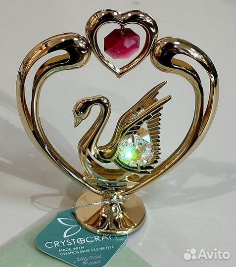 Фигурка декоративная «Лебедь в сердце» с Swarovski