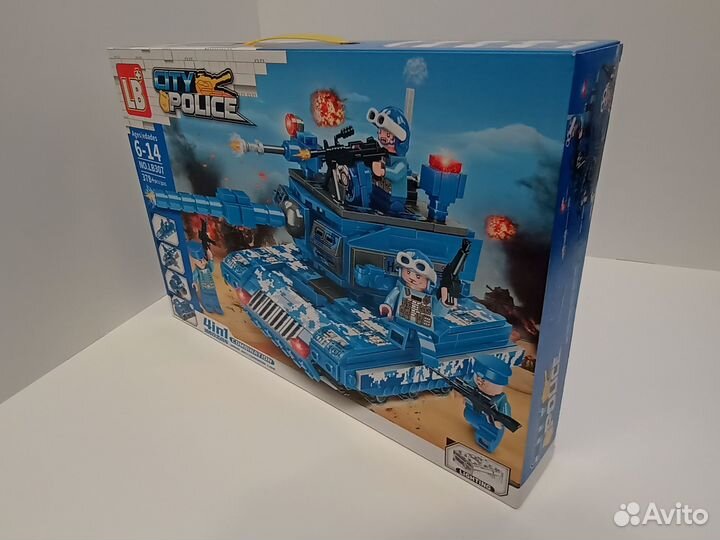 Конструктор танк, набор 378 деталей, с подсветкой