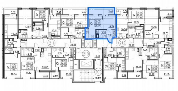 Квартира-студия, 28,2 м², 10/12 эт.