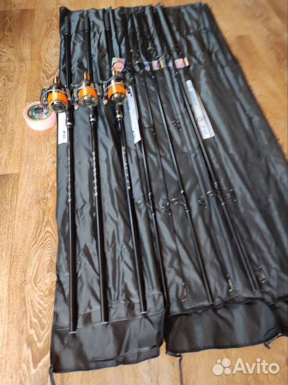 Карповые удилища с катушками.3+3 новые