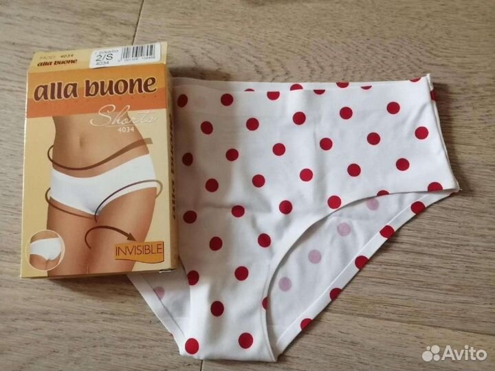 Трусы новые xs в горох и с вышивкой