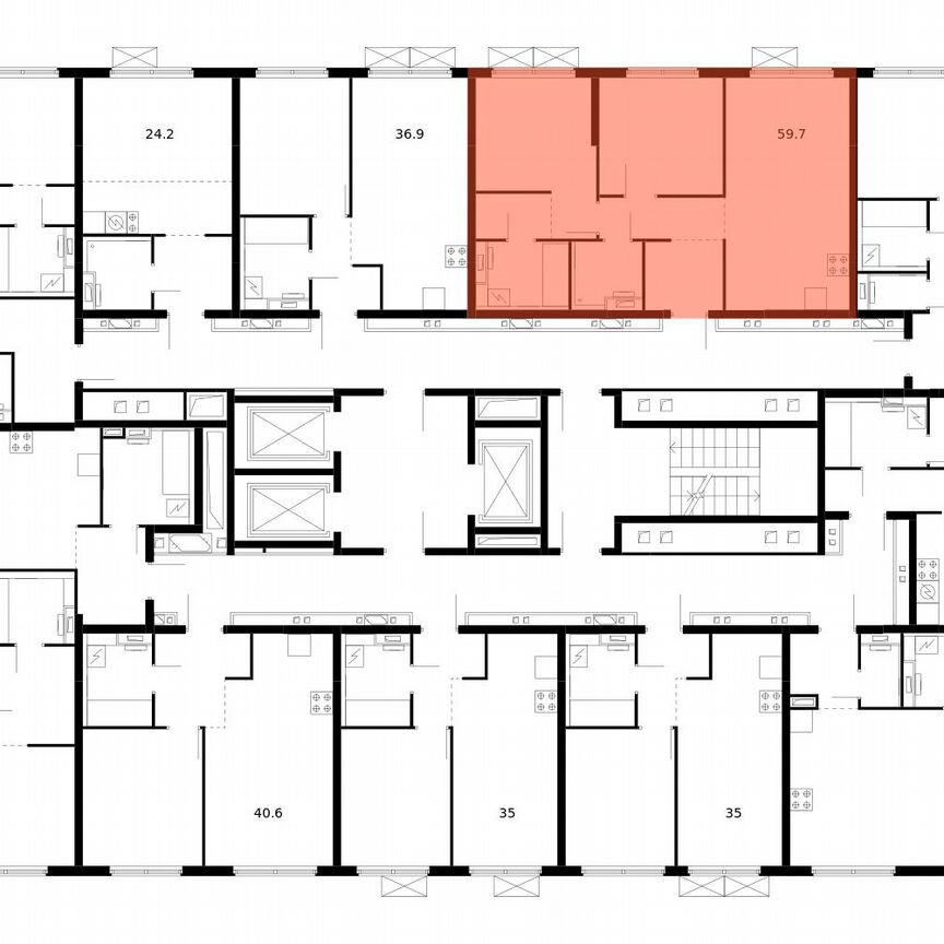 2-к. квартира, 59,7 м², 6/14 эт.