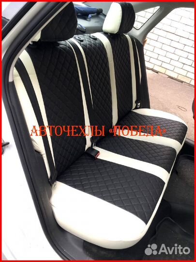 Чехлы Volkswagen Polo 5 Sd из экокожи бело-чёрные