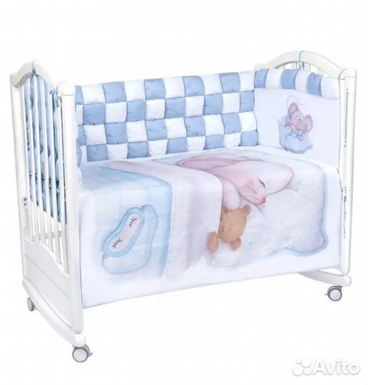 Детская кроватка, матрас, наматрасник, бортики