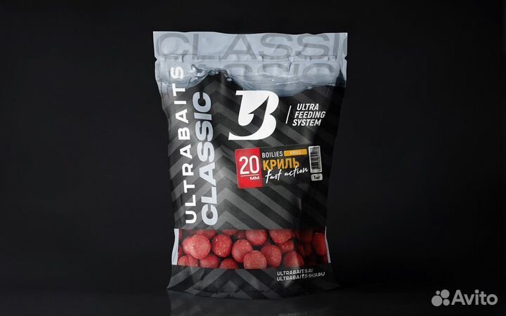 Бойлы прикормочные ultrabaits (криль) 20мм, пакет
