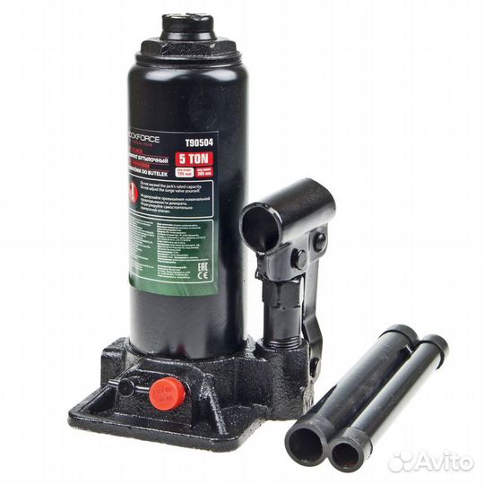 Домкрат бутылочный 5т 195-395мм с клапаном rockfor