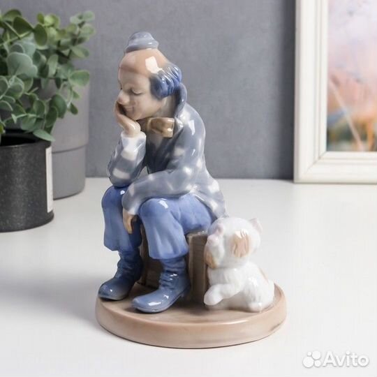 Сувенир керамика 'Клоун с собакой' цветной 18х12х1