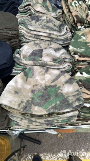 Шапка трикотаж на флисе Мох милитари военная