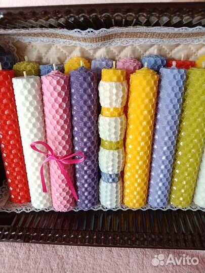 Свечи из натуральной медовой вощины, ручной работы