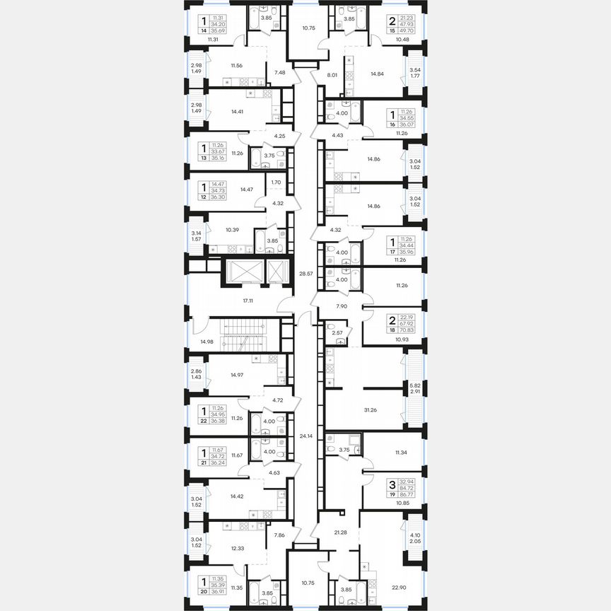 3-к. квартира, 86,8 м², 3/15 эт.