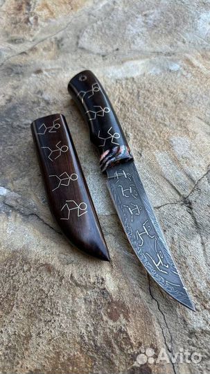 Авторский нож ручной работы из мозаичного дамаска