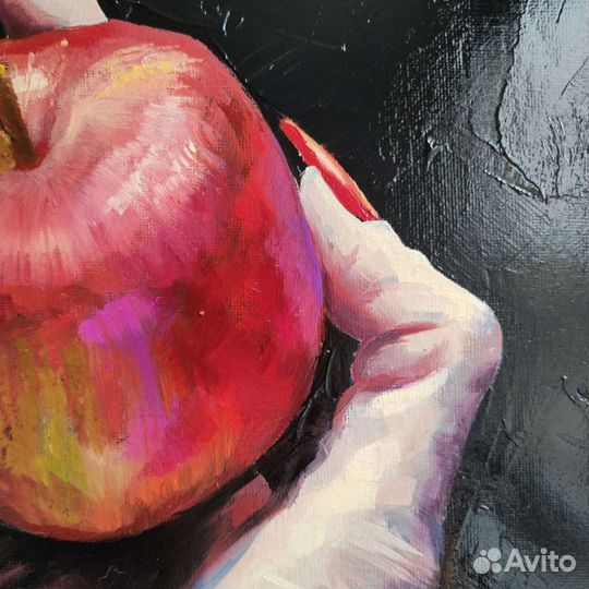 Картина маслом с яблоком