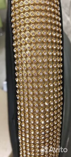 Оплетка на руль с стразами золото