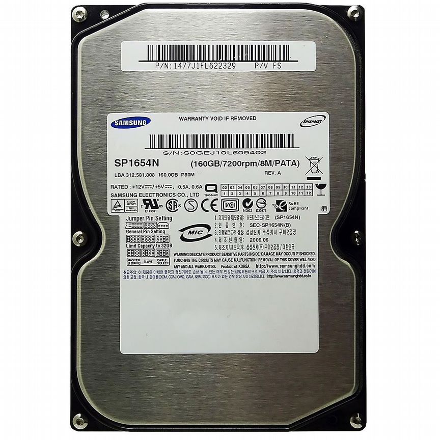[SP1654N] Жесткий Диск Samsung 160gb Ide 3.5" Sp1654n
