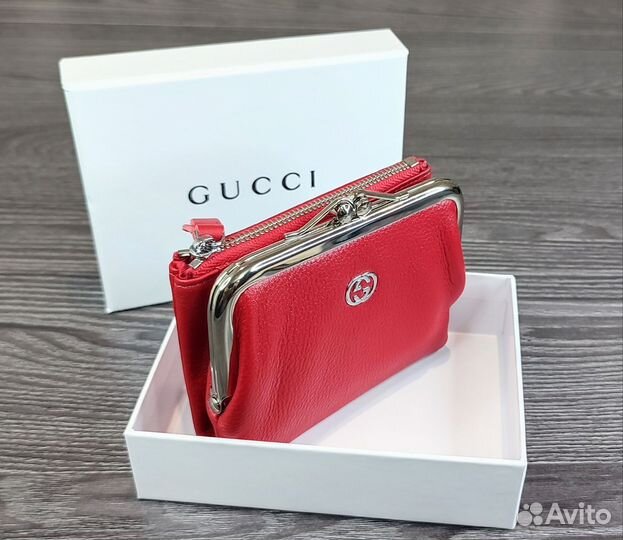 Женский кожаный кошелёк Gucci красный новый