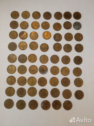 Монета 1 копейка 1969г.-1991г