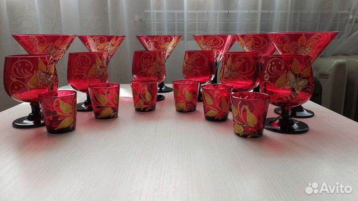 Мартини+бренди+стопка (красно-черный) Набор