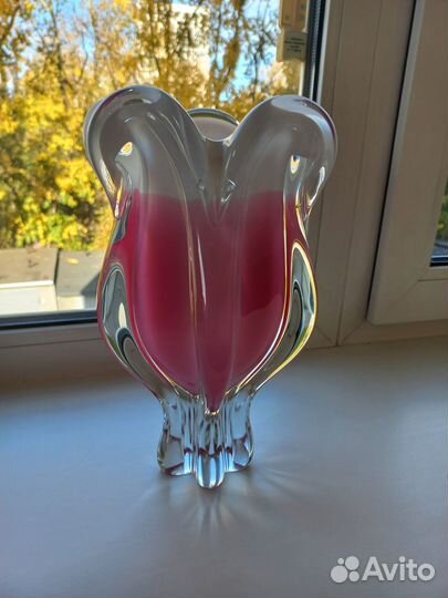 Ваза цветное стекло Чехия