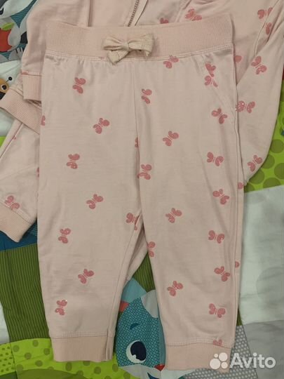 Розовый Комплект блестящие бабочки хлопок 86 и 92