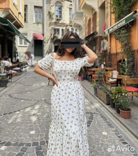 Платье из муслина цветочный принт