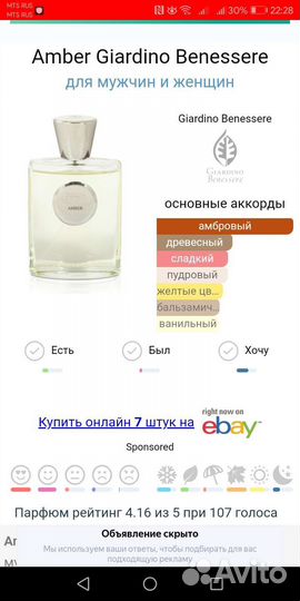 Духи Парфюмерная вода Giardino benessere Amber