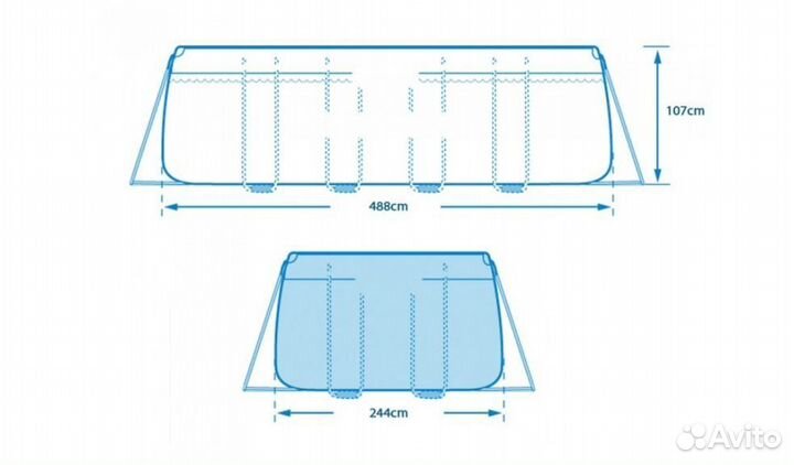 Каркасный бассейн интекс 4,88*2,44*1,07 м