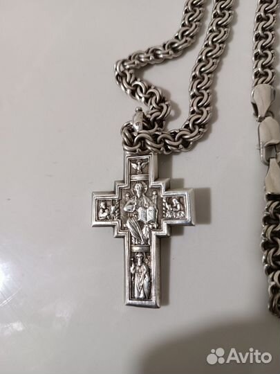 Мужская серебряная цепь с крестом бисмарк