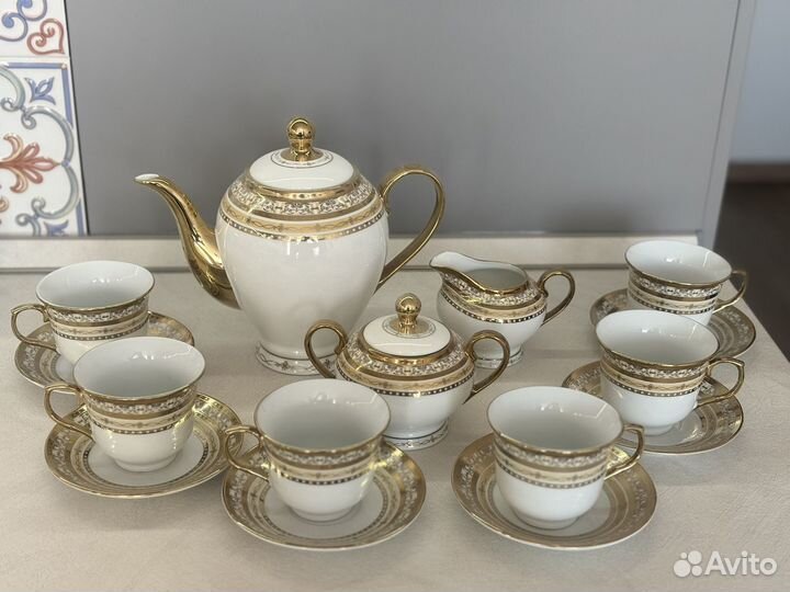 Чайный сервиз фарфор япония позолоченный