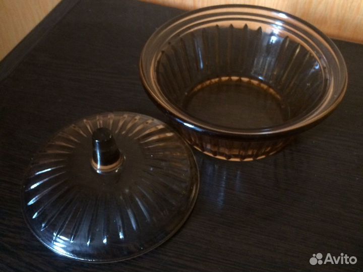 Сахарница из карамельно марганцего стекла