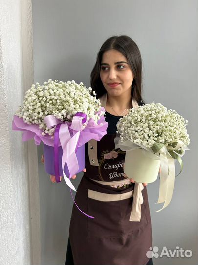 Бокс с белой гипсофилой