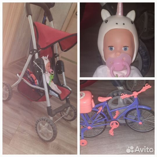 Детская игрушечная коляска,пупсик беби борн