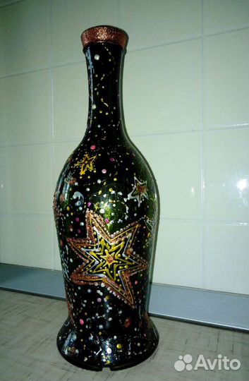 Роспись по стеклу, бутылочки и банки