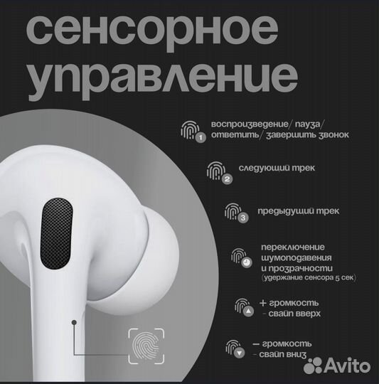 Наушники беспроводные apods PRO2 с шумоподавлением