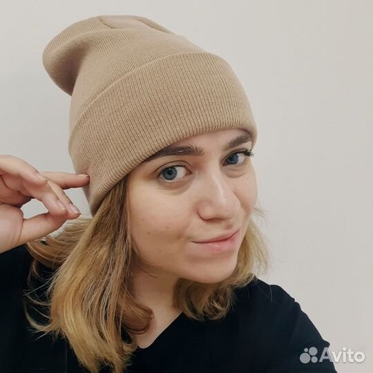 Шапка бини однотонная