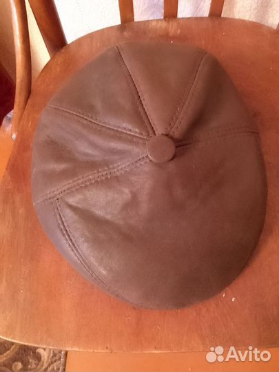 Кепка мужская кожа коричневая с мехом