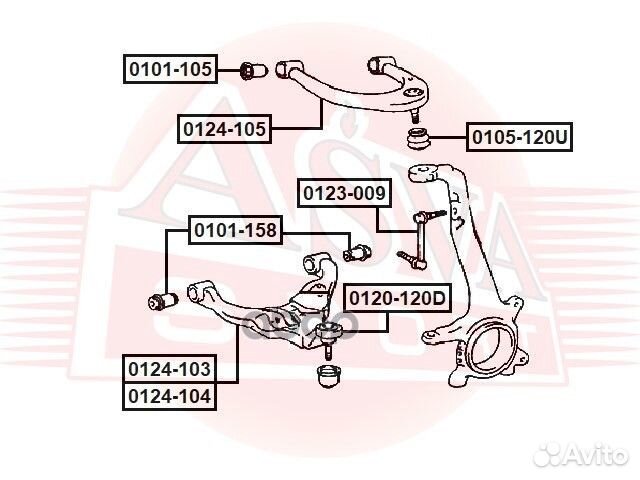 Сайлентблок переднего нижнего рычага 0101105 asva