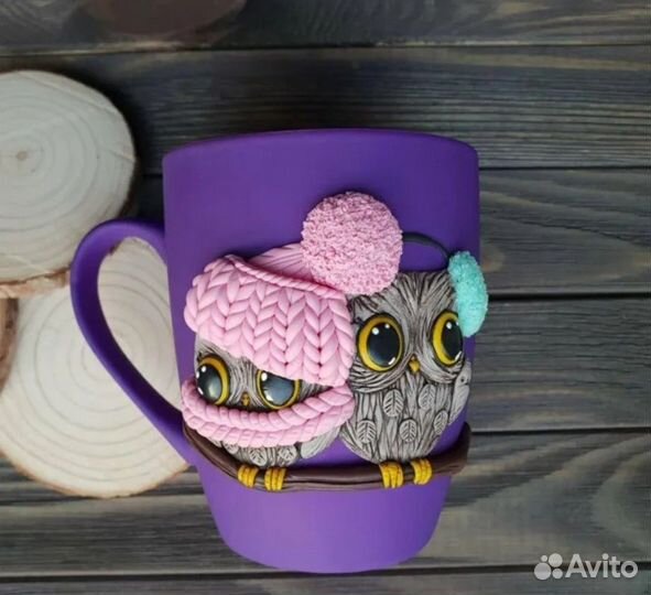 Кружка с декором из полимерной глины