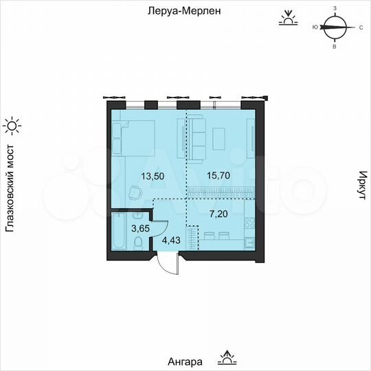 1-к. квартира, 44,9 м², 13/19 эт.