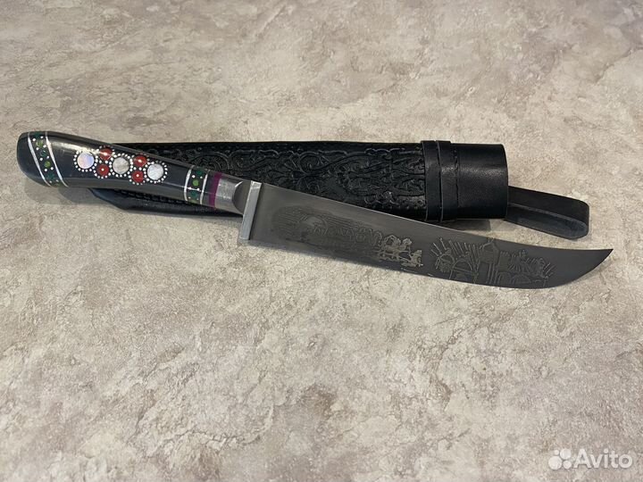 Пчак средний, узкий, гарда олово, рукоять эбонит с