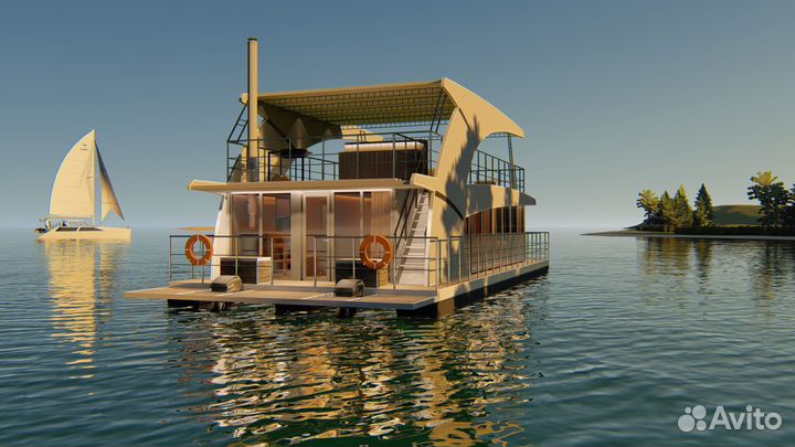 Хаусбот тримаран моторная яхта серия Орион-111